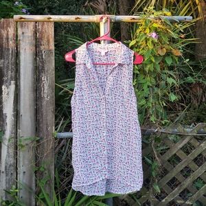 Candies - Abstract Print Sleeveless Collared Button Down - Women's Large EUC